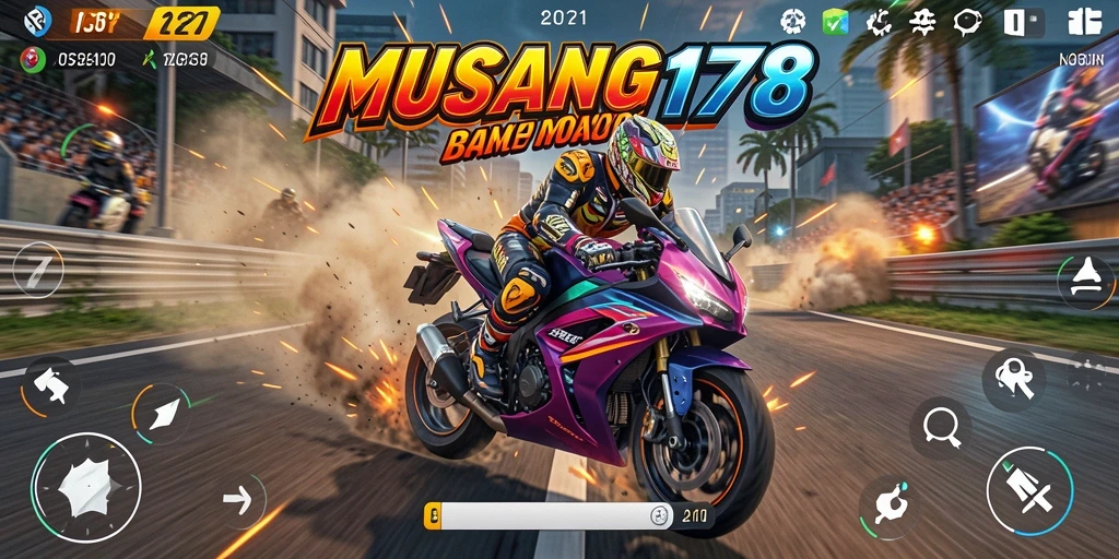 Tampilan menarik dari gameplay balap motor di MUSANG178.