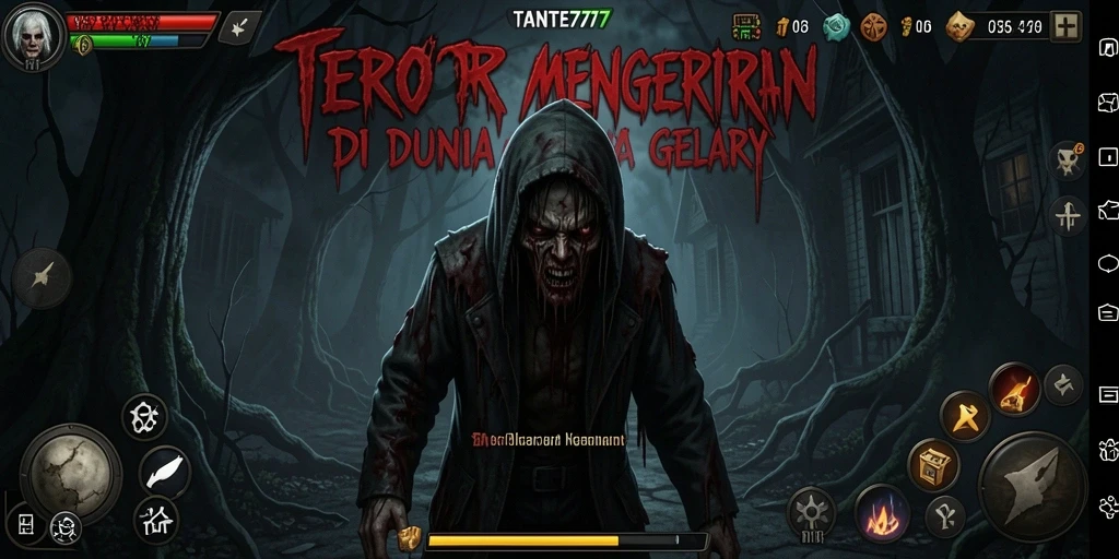 Gameplay <strong>TANTE777</strong> dengan suasana mencekam dan visual mengerikan.